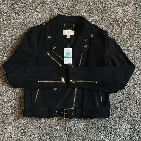 MICHAEL Michael Kors Jackets & Blazers - NEW! Michael Kors Black Suede Moto Jacket